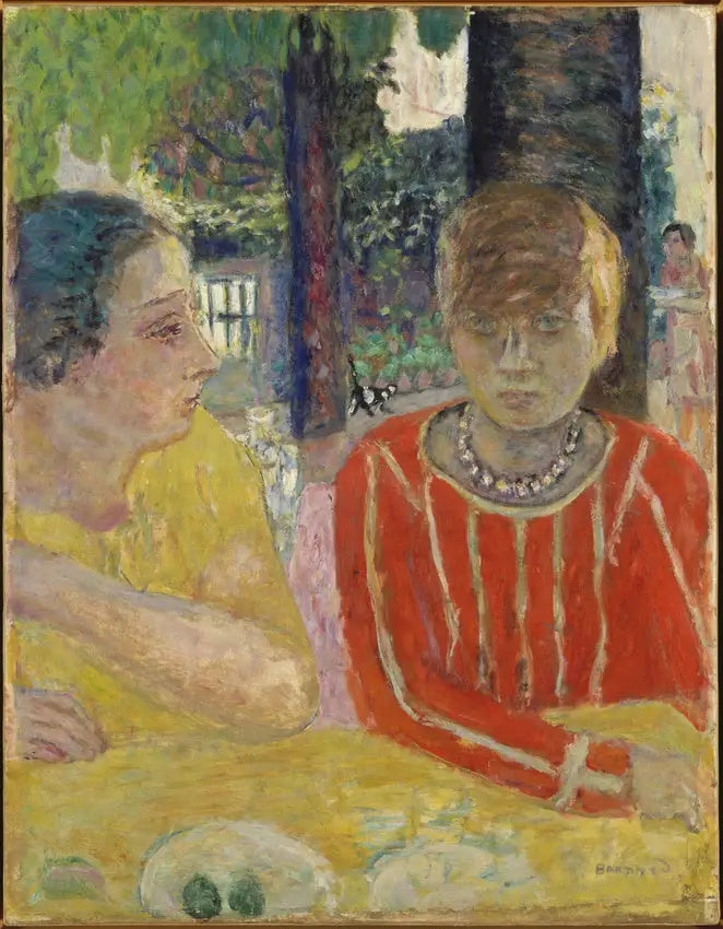 Reine Natanson et Marthe Bonnard au corsage rouge - Pierre Bonnard image 1 copie de tableau peinte à la main
