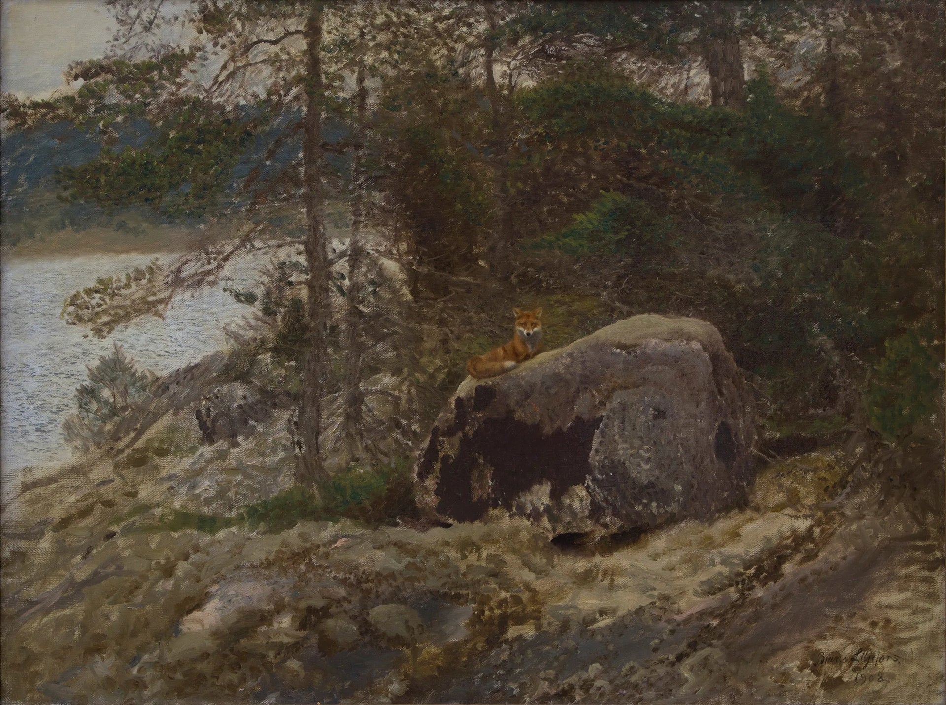 Renard - Bruno Liljefors image 1 reproduction de peinture à l’huile