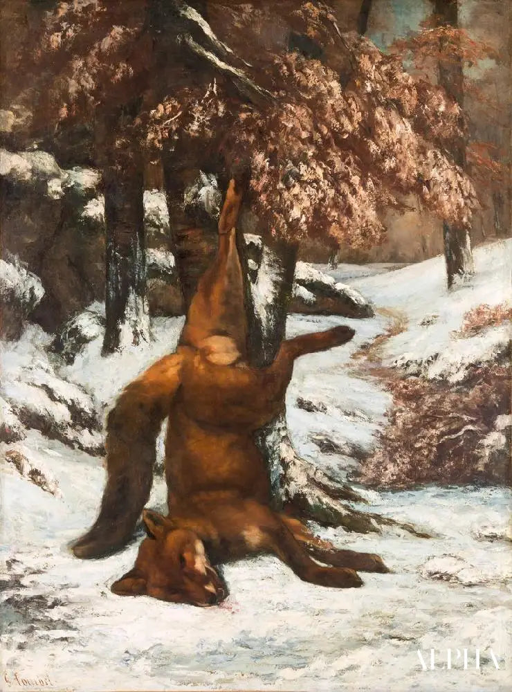 Renard suspendu a un arbre, dans la neige - Gustave Courbet - Reproductions de tableaux et peintures haut de gamme