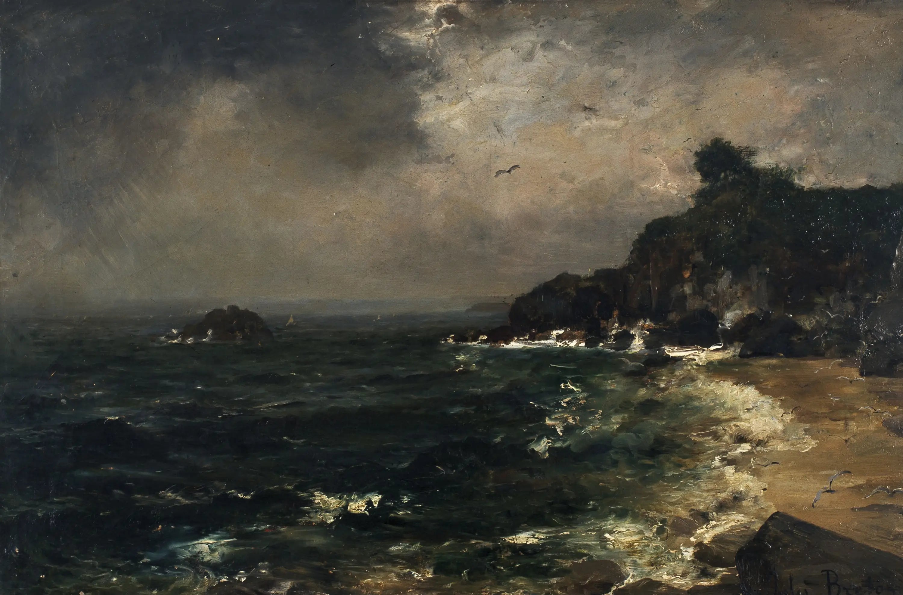 Rivage sous la tempête - Marine - Jules Breton - Alpha Reproduction