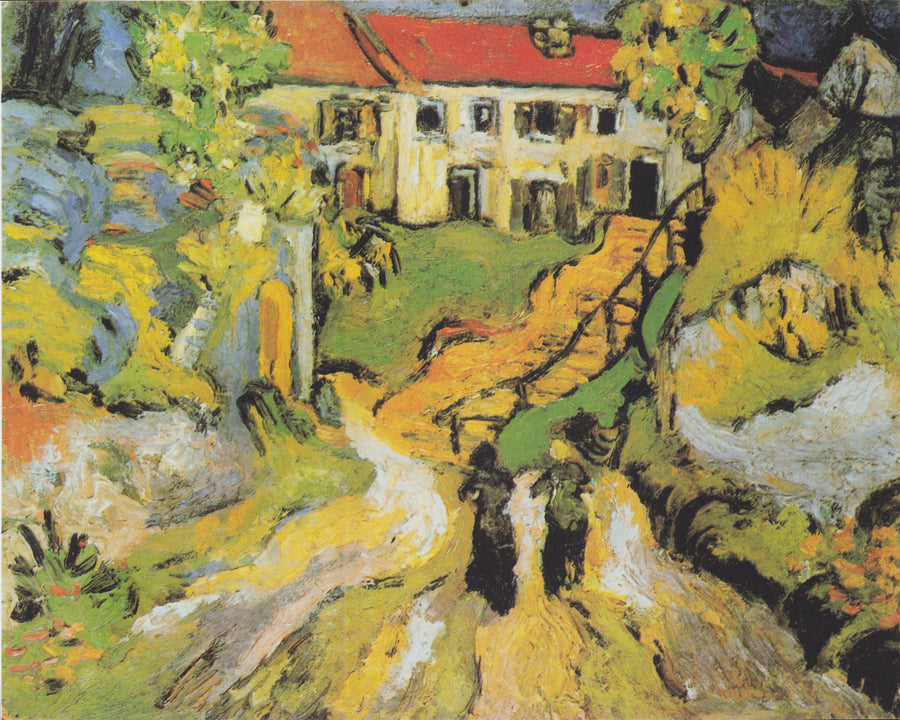 רחוב הכפר ומדרגות באובר עם שני דמויות - Vincent van Gogh