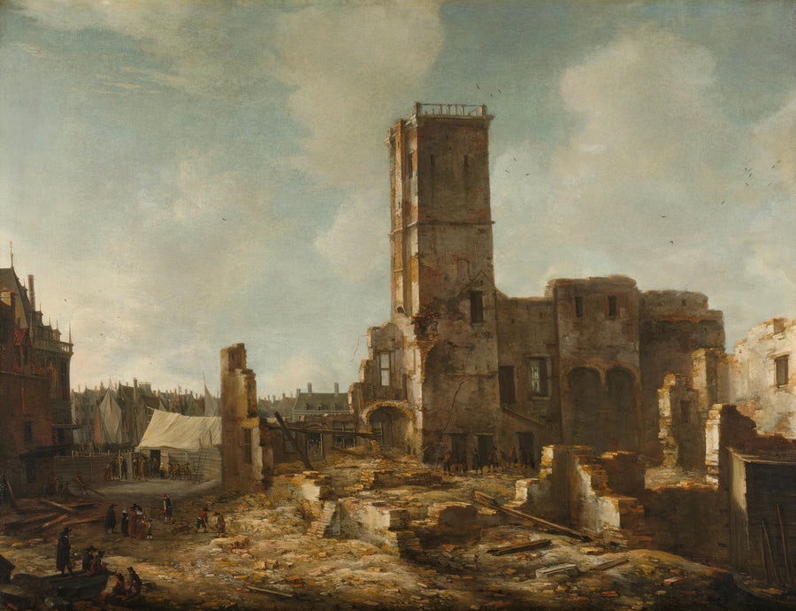 Les ruines de l'ancien hôtel de ville d'Amsterdam après l'incendie du 7 juillet 1652. - Jan Abrahamsz Beerstraaten