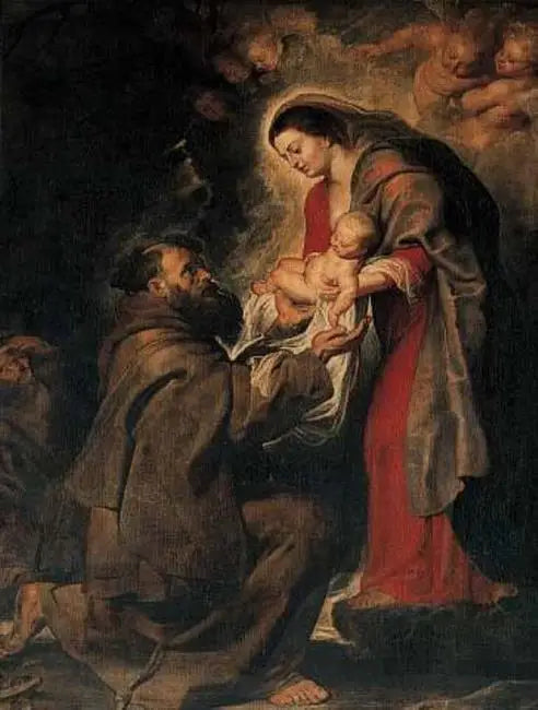 Saint François recevant l'enfant Christ - Peter Paul Rubens image 1 tableau peint à l’huile sur toile