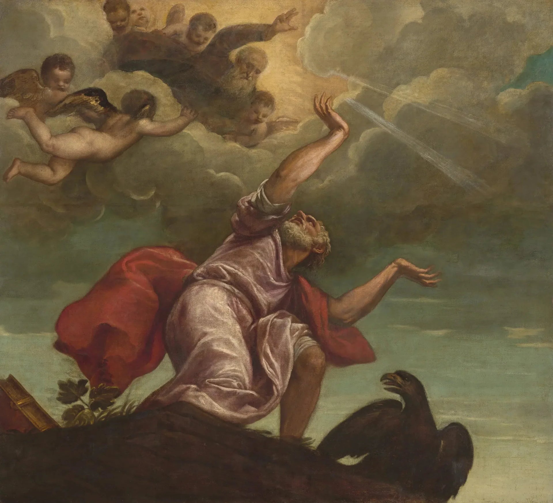 Saint Jean l'Évangéliste à Patmos - Titian image 1 reproduction de peinture à l’huile