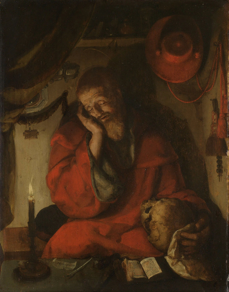 Saint Jérôme dans sa cellule d'étude à la lueur des bougies - Aartgens