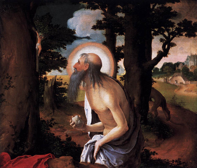 Saint Jérôme pénitent. - Lucas van Leyden