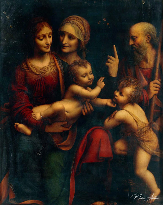 Sainte Anne, la Vierge, l'Enfant Jésus et saint Jean-Baptiste enfant - Léonard de Vinci - Reproductions de tableaux et peintures haut de gamme