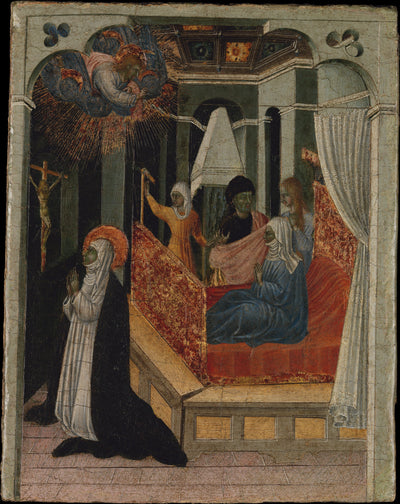 Sainte Catherine de Sienne suppliant le Christ de ressusciter sa mère - Giovanni di Paolo - Alpha Reproduction