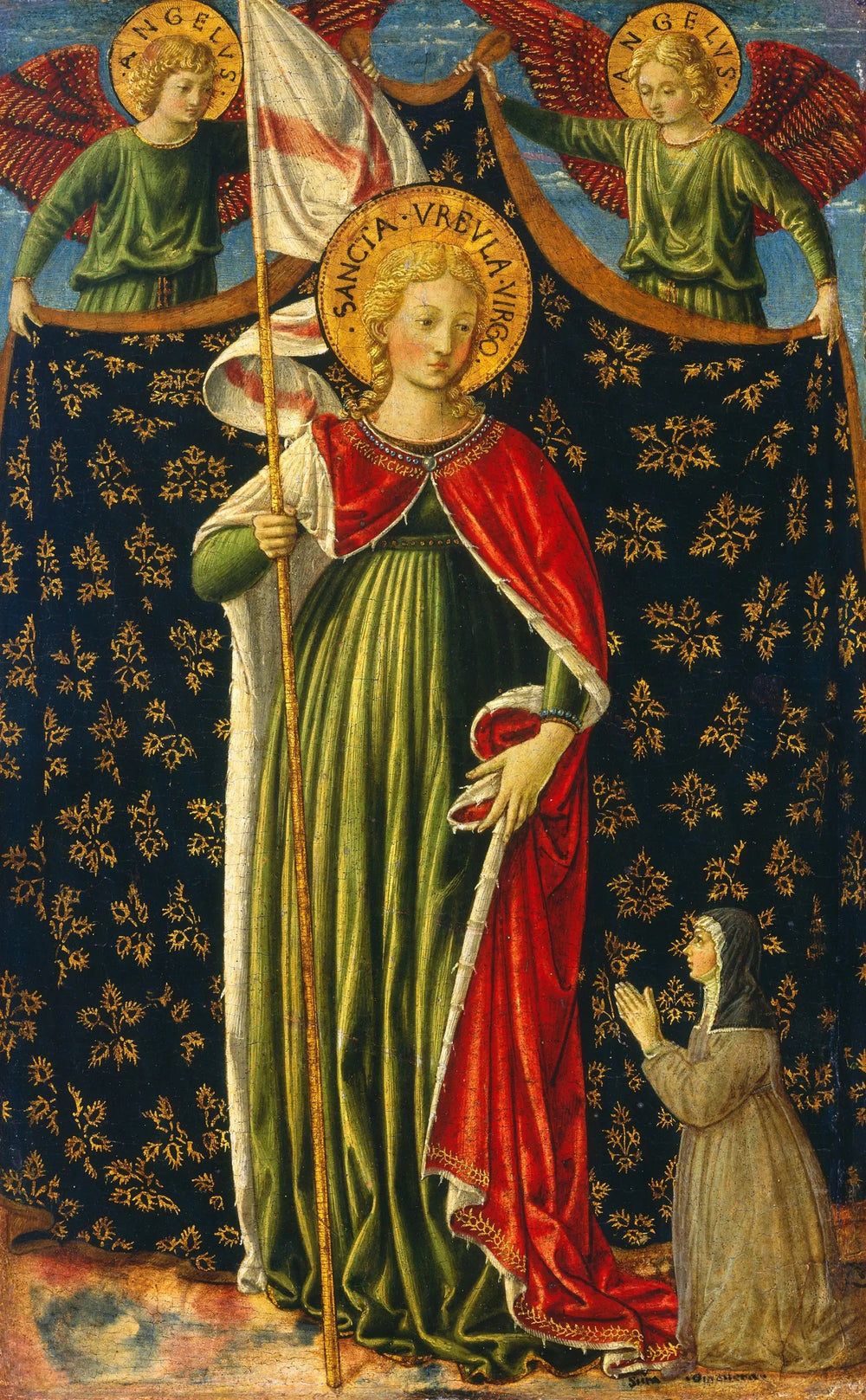 Sainte Ursule avec deux anges et un donateur - Benozzo Gozzoli image 1 copie peinte à la main à l’huile