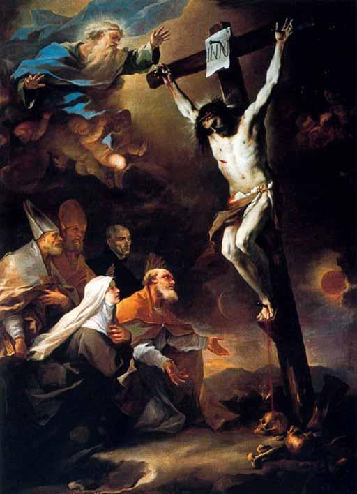 Saints patrons de Naples adorant le crucifix - Luca Giordano - Alpha Reproduction