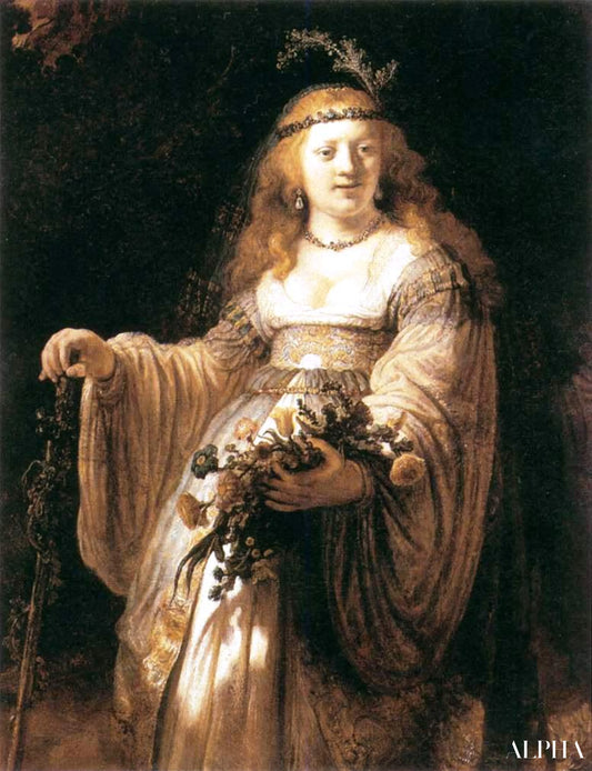 Saskia van Uylenburgh en costume d'Arcadie - Rembrandt van Rijn - Reproductions de tableaux et peintures haut de gamme