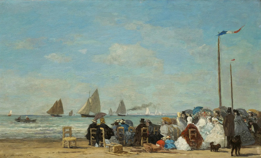 Scène de plage à Trouville - Eugène Boudin image 1 tableau peint à l’huile sur toile