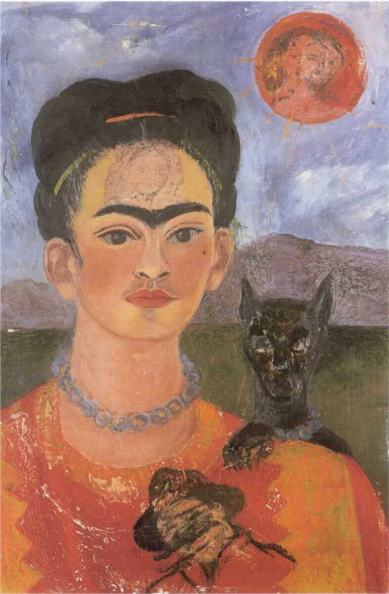 Autoportrait avec le portrait de Diego sur la poitrine - Frida Kahlo image 1 reproduction de peinture à l’huile