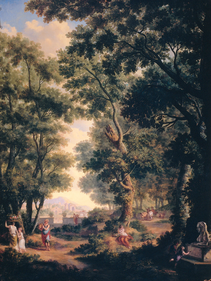 Série de dix peintures murales représentant des paysages arcadiens dans la pièce côté jardin au rez-de-chaussée de la maison Herengracht 524 à Amsterdam. - Jurriaan Andriessen