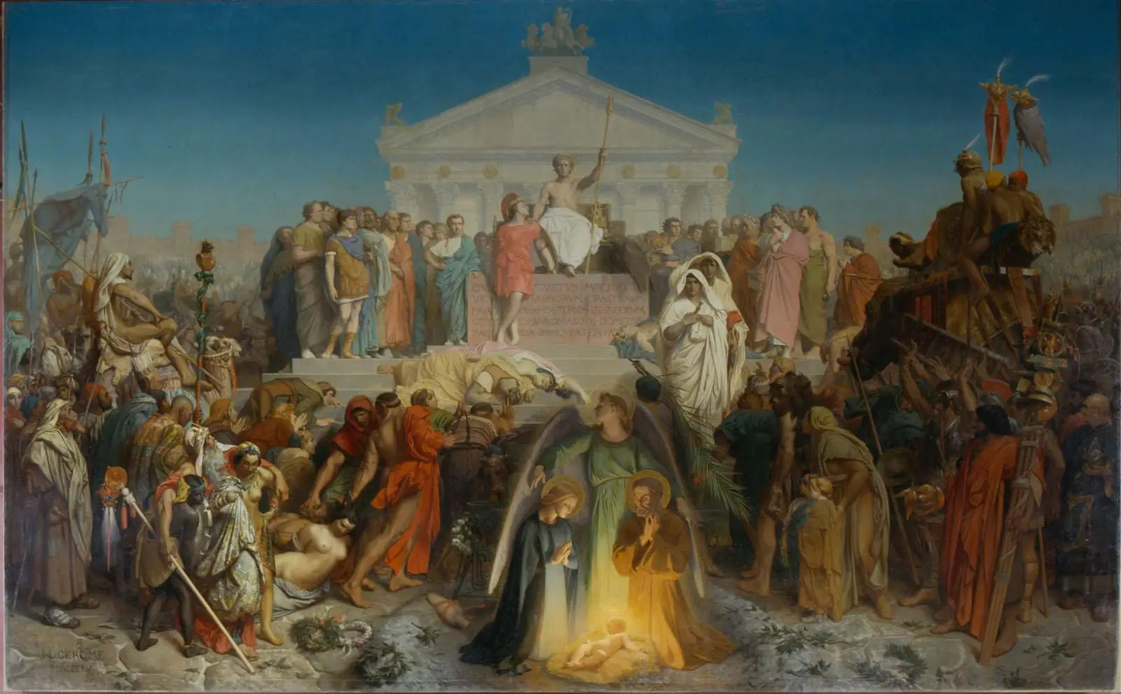 Reproduction du tableau « Siècle d'Auguste : Naissance de N.S. Jésus-Christ - Jean-Léon Gérôme » par Alpha Reproduction en peinture à l’huile