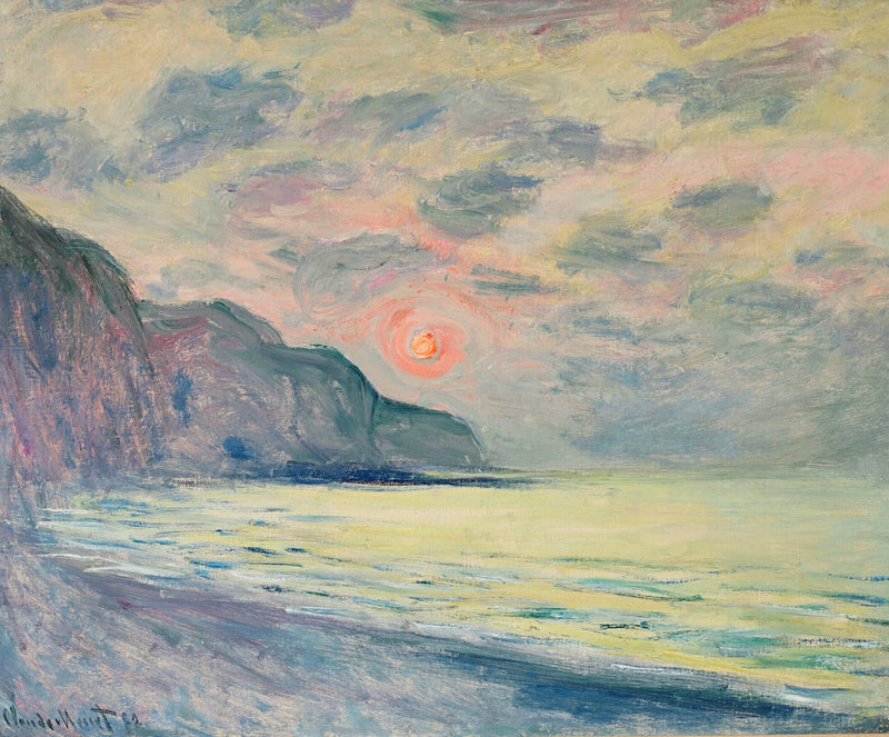 שמש שוקעת, מזג אוויר ערפילי, Pourville W782 - קלוד מונה