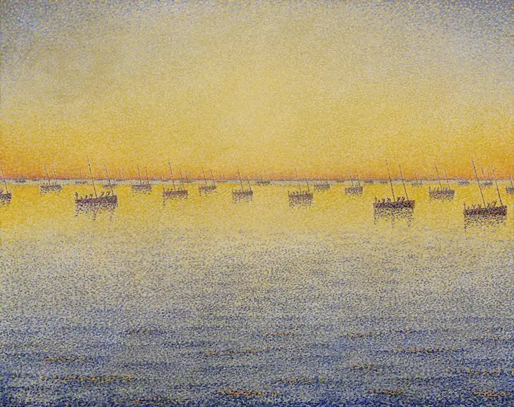 Soleil couchant, pêche à la sardine, Concarneau - Paul Signac image 1 copie de tableau peinte à la main