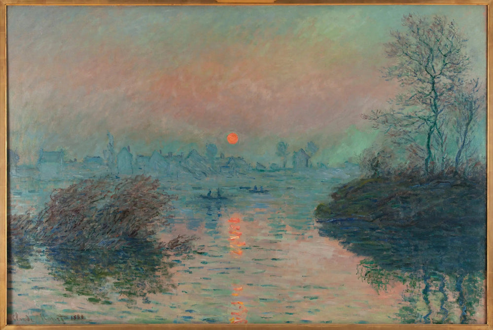 Soleil couchant sur la seine à Lavacourt, effet d'hiver - Claude Monet image 1 reproduction artisanale de tableau