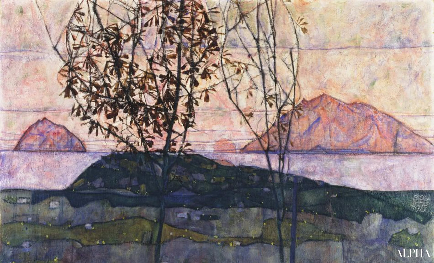 Reproduction du tableau « 🌄 Soleil de Réglage – Egon Schiele (1913) » par Alpha Reproduction en peinture à l’huile
