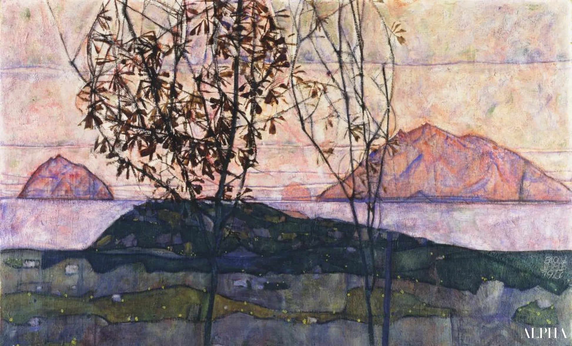 Reproduction du tableau « 🌄 Soleil de Réglage – Egon Schiele (1913) » par Alpha Reproduction en peinture à l’huile