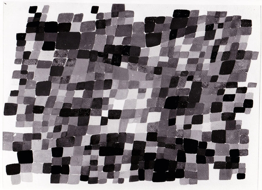 Composition en taches quadrangulaires, polychromes, denses, peinture de Sophie Taeuber-Arp