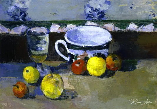 Tasse, verre et fruits II - Paul Cézanne - Reproductions de tableaux et peintures haut de gamme