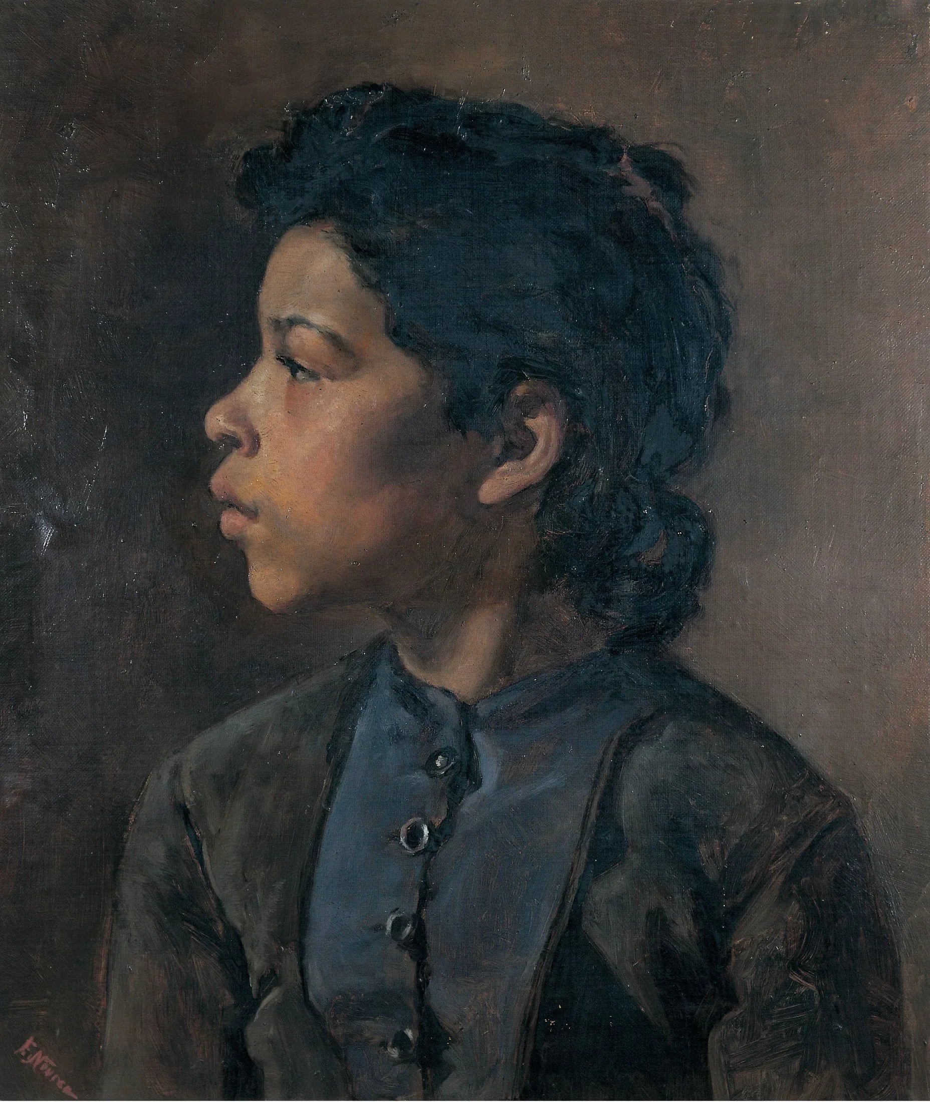 Tête d'une fille - Elizabeth Nourse image 1 copie peinte à la main à l’huile