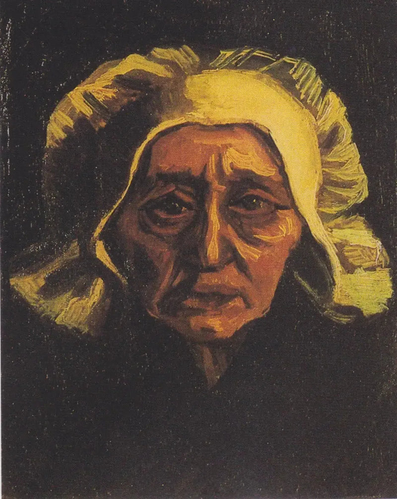 ראש של איכרה זקנה עם כובע לבן - Vincent van Gogh