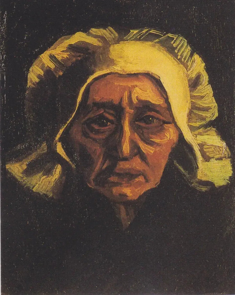 ראש של איכרה זקנה עם כובע לבן - Vincent van Gogh