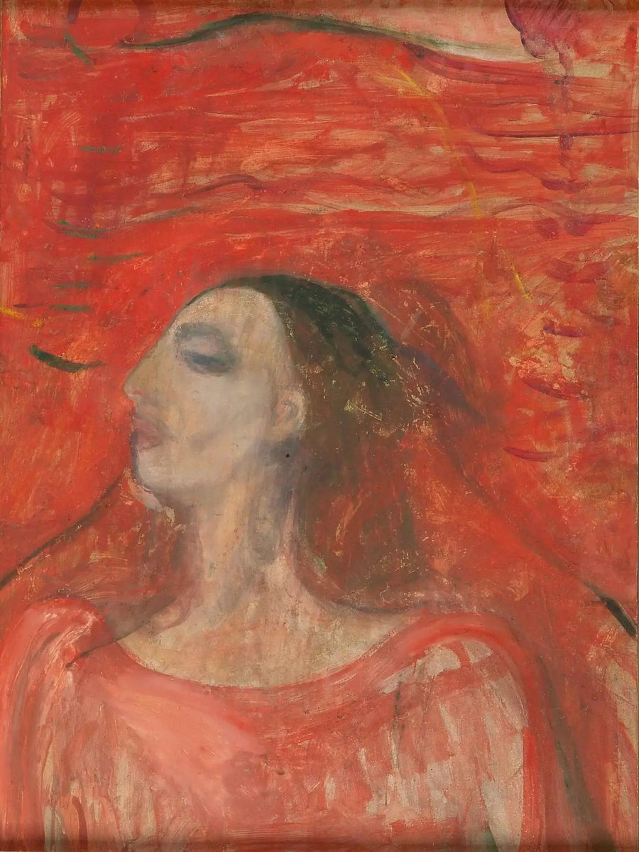 ראש אישה על רקע אדום - אדvard מונק