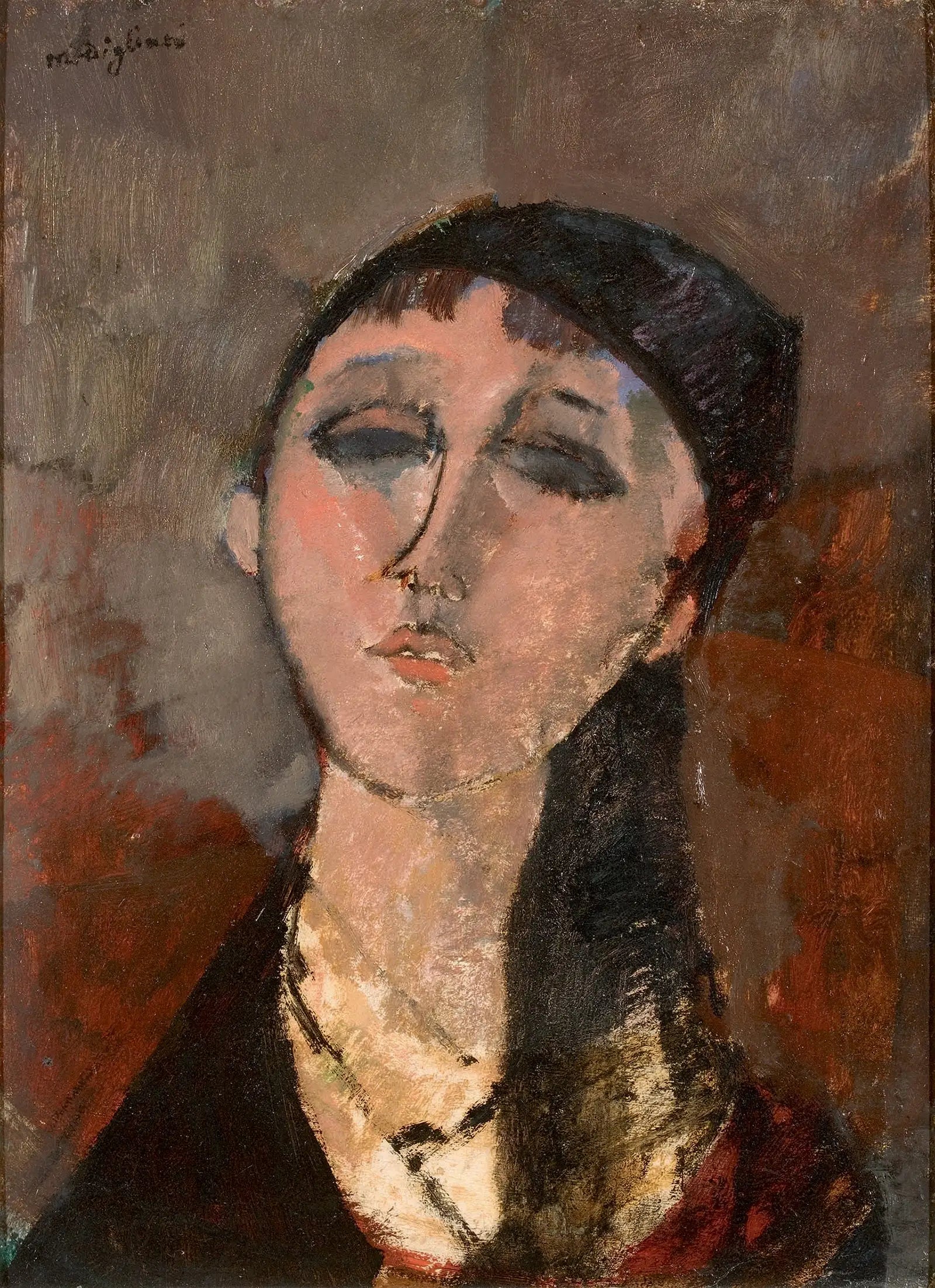 Tête de fille (Louise) - Amedeo Modigliani image 1 reproduction artisanale de tableau