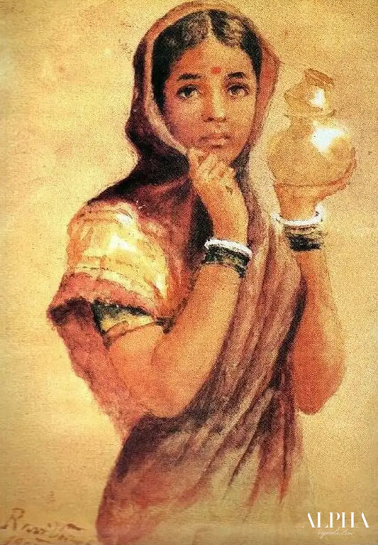 The Milkmaid - Raja Ravi Varma - Reproductions de tableaux et peintures haut de gamme