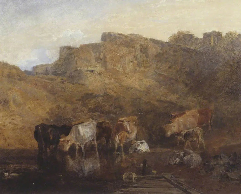 The Quiet Ruin, Cattle in Water; A Sketch, Evening - J. M. W. Turner image 1 copie peinte à la main à l’huile