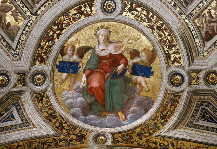 La Théologie de Raphaël, voûte de la Chambre de la Signature – reproduction peinture à l’huile sur toile