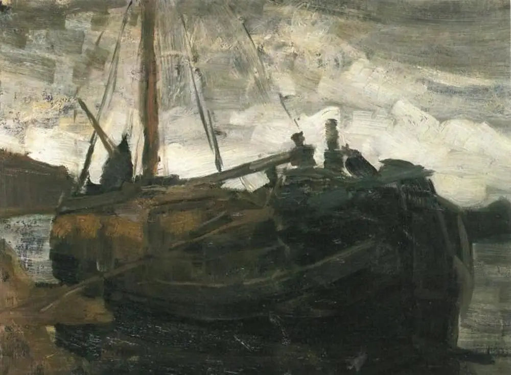 Reproduction du tableau « Tjalk amarré - Piet Mondrian » par Alpha Reproduction en peinture à l’huile