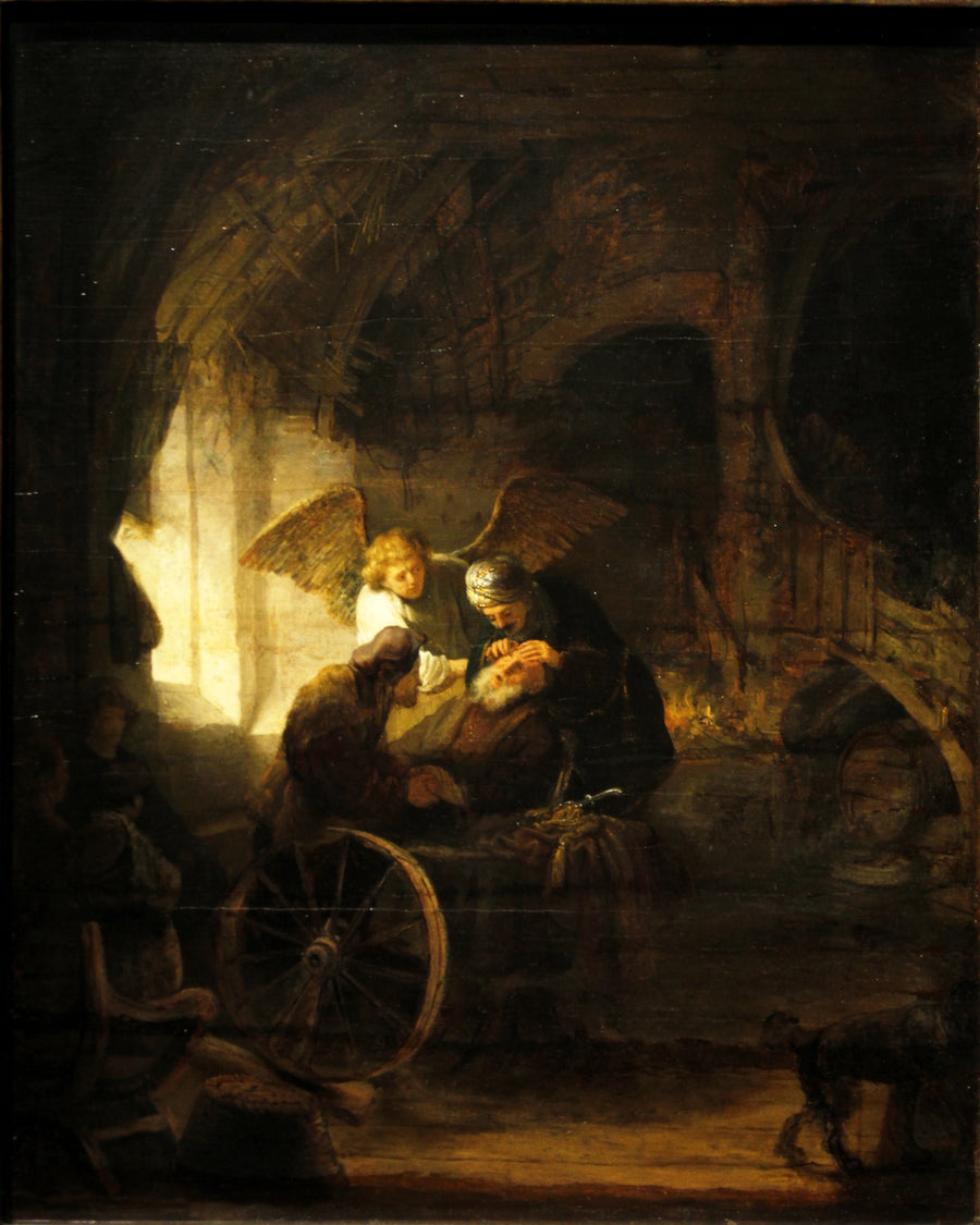Tobie guérissant son père aveugle — Rembrandt, 1636, Staatsgalerie Stuttgart