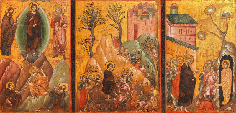 הפיכת המשיח, כניסת ישוע לירושלים ותחיית לאזארו - גוידו דה סיינה
