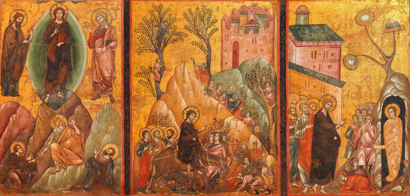 הפיכת המשיח, כניסת ישוע לירושלים ותחיית לאזארו - גוידו דה סיינה
