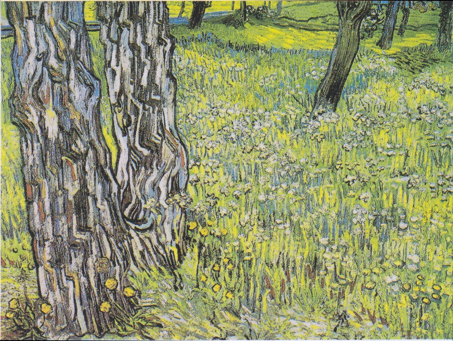 שדה פרחים עם עצים ופרחי סביון - Vincent van Gogh