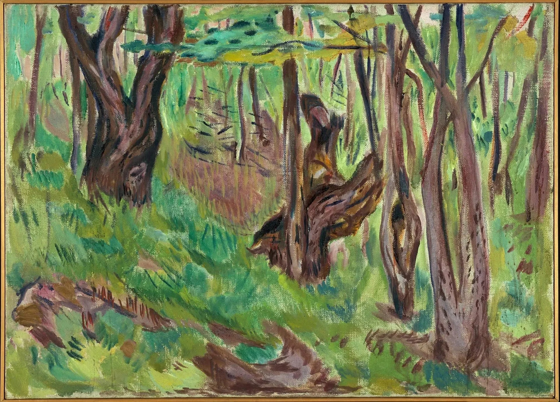 Troncs d'arbres rugueux en été - Edvard Munch image 1 copie peinte à la main à l’huile