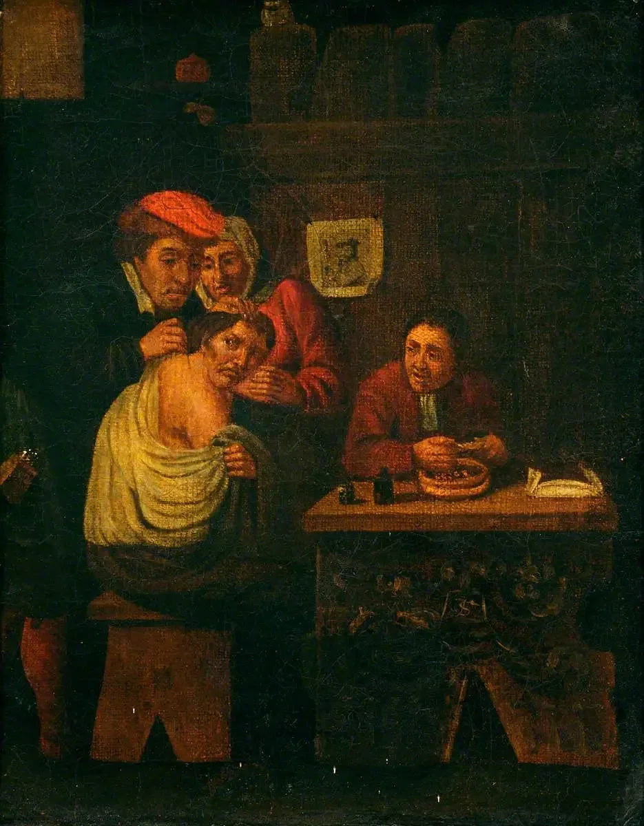 Un chirurgien opérant l'épaule d'un homme - David Teniers le Jeune image 1 copie peinte à la main à l’huile