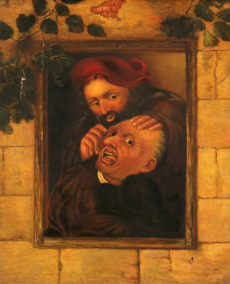 רופא מנתח את ראשו של גבר - דוד טנייר הצעיר