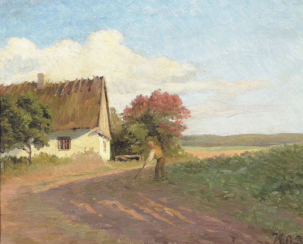 Un fermier travaillant dans un champ un jour d’été. - H. A. Brendekilde - Alpha Reproduction
