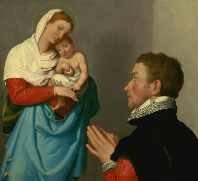 Un homme en adoration devant la Vierge Marie - Giovanni Battista Moroni - Alpha Reproduction
