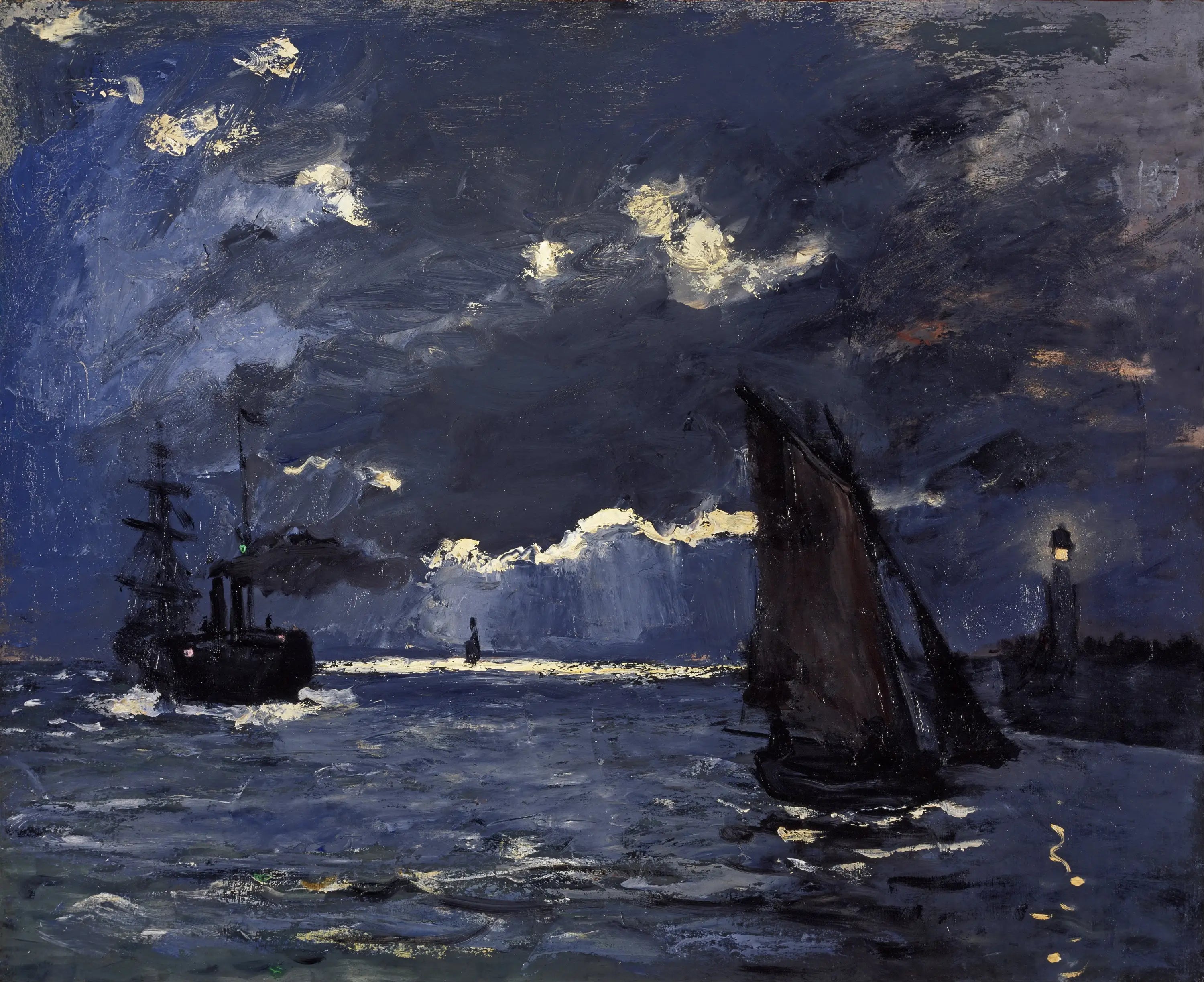 Reproduction du tableau « Un paysage marin, à la lumière de la lune - Claude Monet » par Alpha Reproduction en peinture à l’huile
