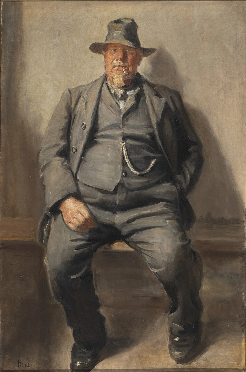 דייג מבורנהולם, לבוש בבגדי יום ראשון, חובש כובע ושרשרת שעון. - מייקל פיטר אנכר