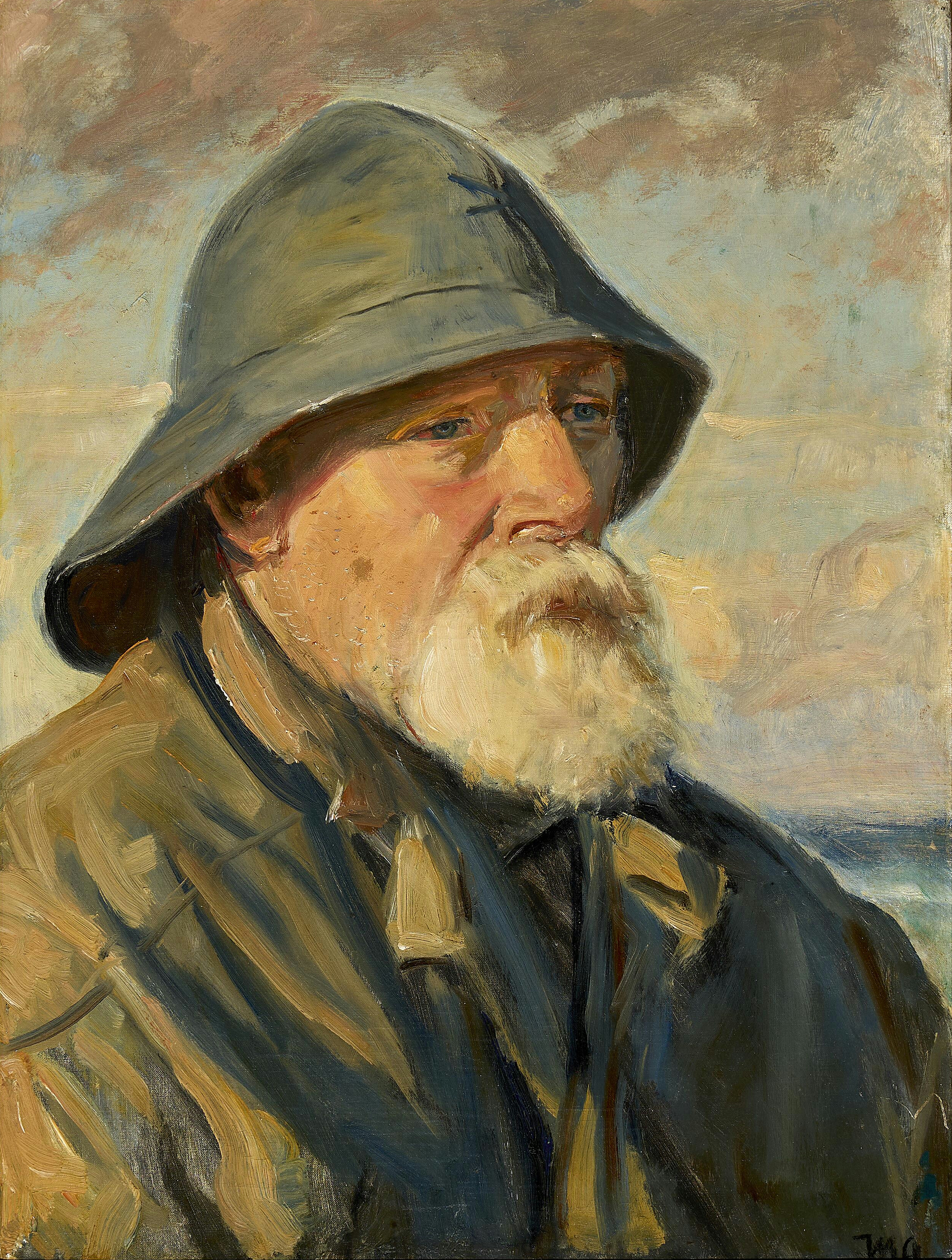 Un pêcheur de Skagen portant un ciré. - Michael Peter Ancher image 1 copie de tableau peinte à la main