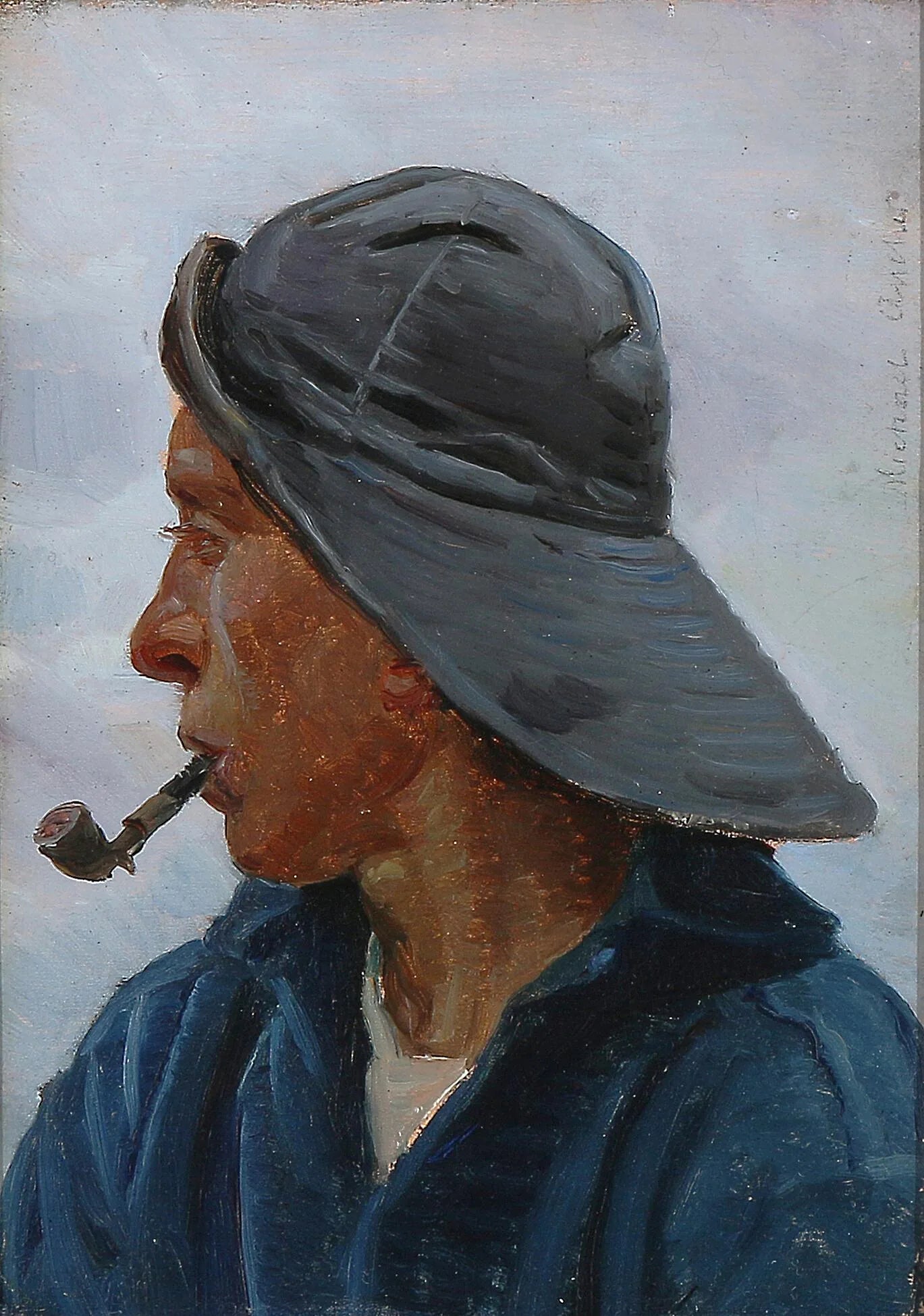 Un pêcheur portant un ciré. - Michael Peter Ancher image 1 reproduction réalisée par Alpha Reproduction