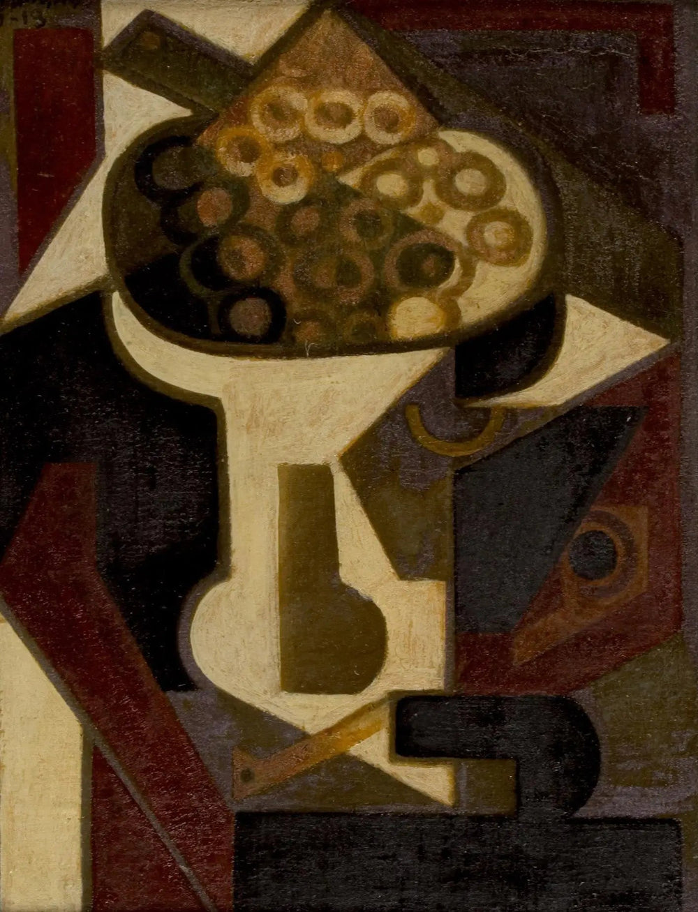 Un plat de raisins et une pipe sur une table - Juan Gris - Alpha Reproduction