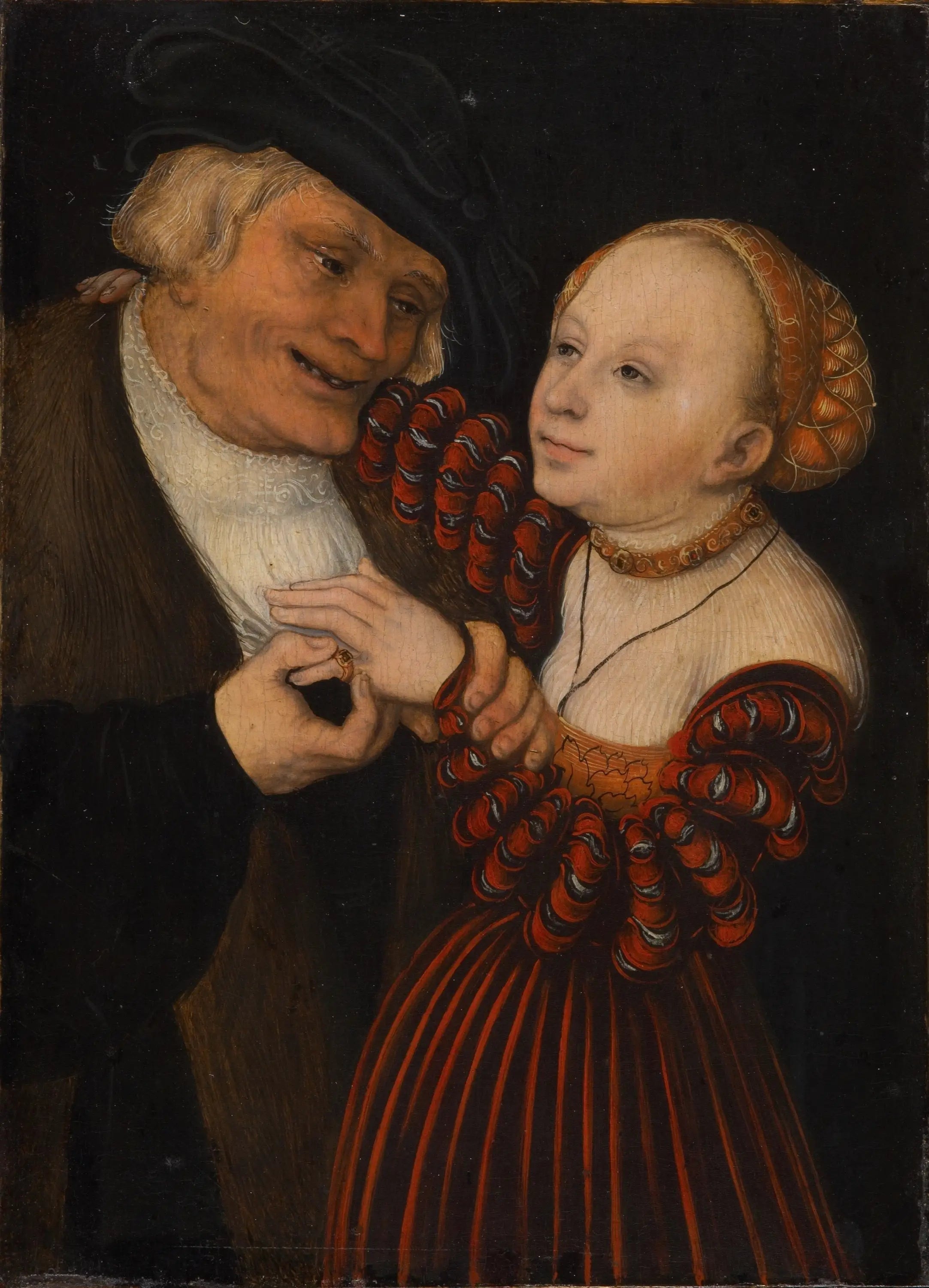 Un vieil homme avec une fille / Un couple mal assorti - Lucas Cranach the Elder image 1 tableau peint à l’huile sur toile